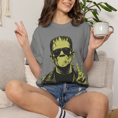 Frankenstein Bubblegum Peace Sign Comfort Colors T-Shirt