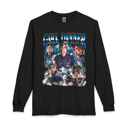 Girl Dinner Survival Horror Gildan Heavy Cotton Long Sleeve Tee