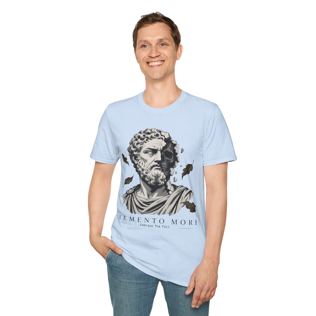 Memento Mori Embrace The Fall Shirt – Stoic Skull Statue Autumn Tee