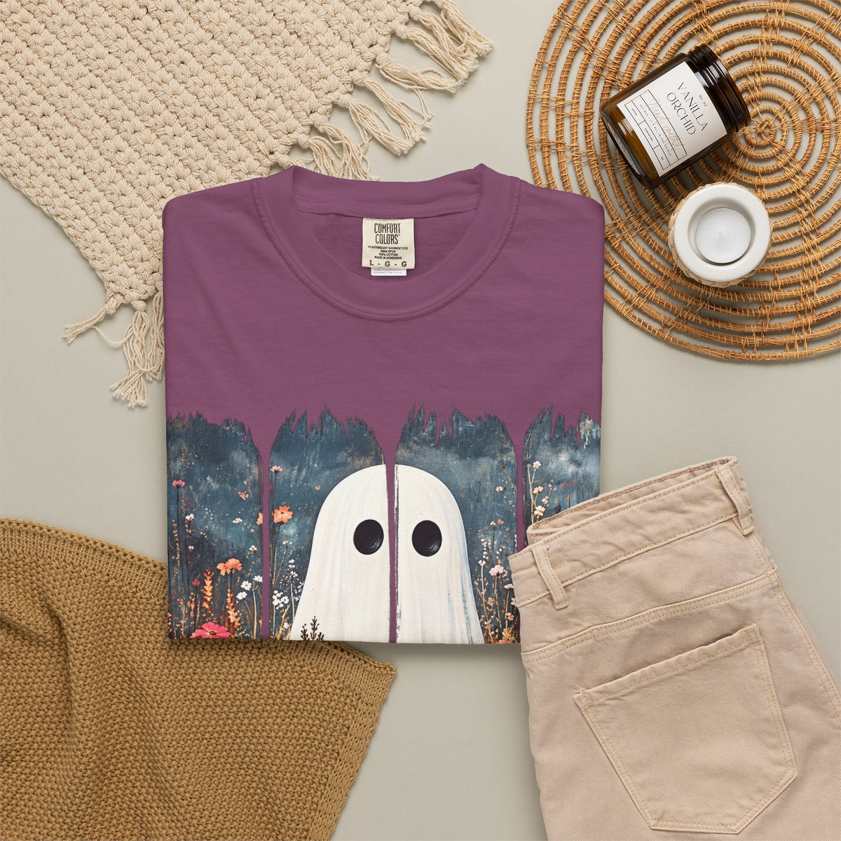 Floral Ghost Wildflower Halloween Comfort Colors T-Shirt