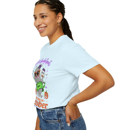 Personalized Spooky Queen October Birthday Comfort Colors Tee