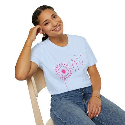 Pink Ribbon Dandelion Breast Cancer Awareness Tee