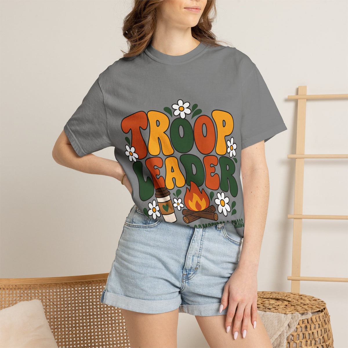 Troop Leader Coffee Campfires Chaos Comfort Colors Tee