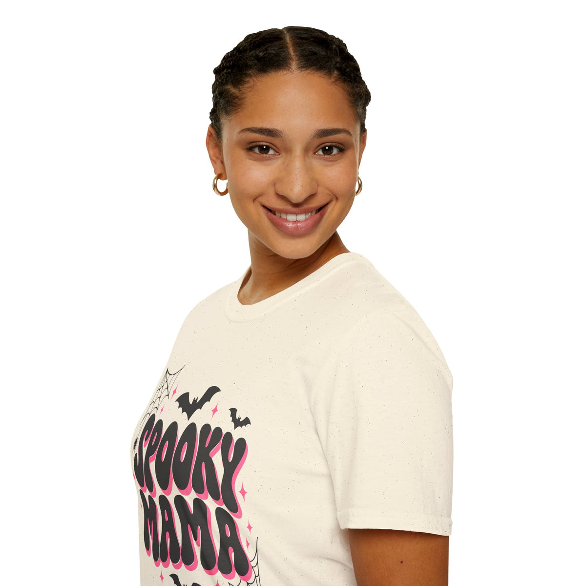 Spooky Mama Halloween Shirt – Retro Pink Bat & Spider Web Mom Tee