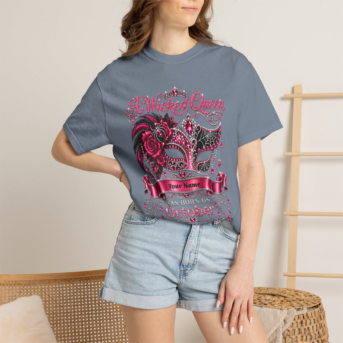 Personalized Wicked Queen October Birthday Comfort Colors Tee