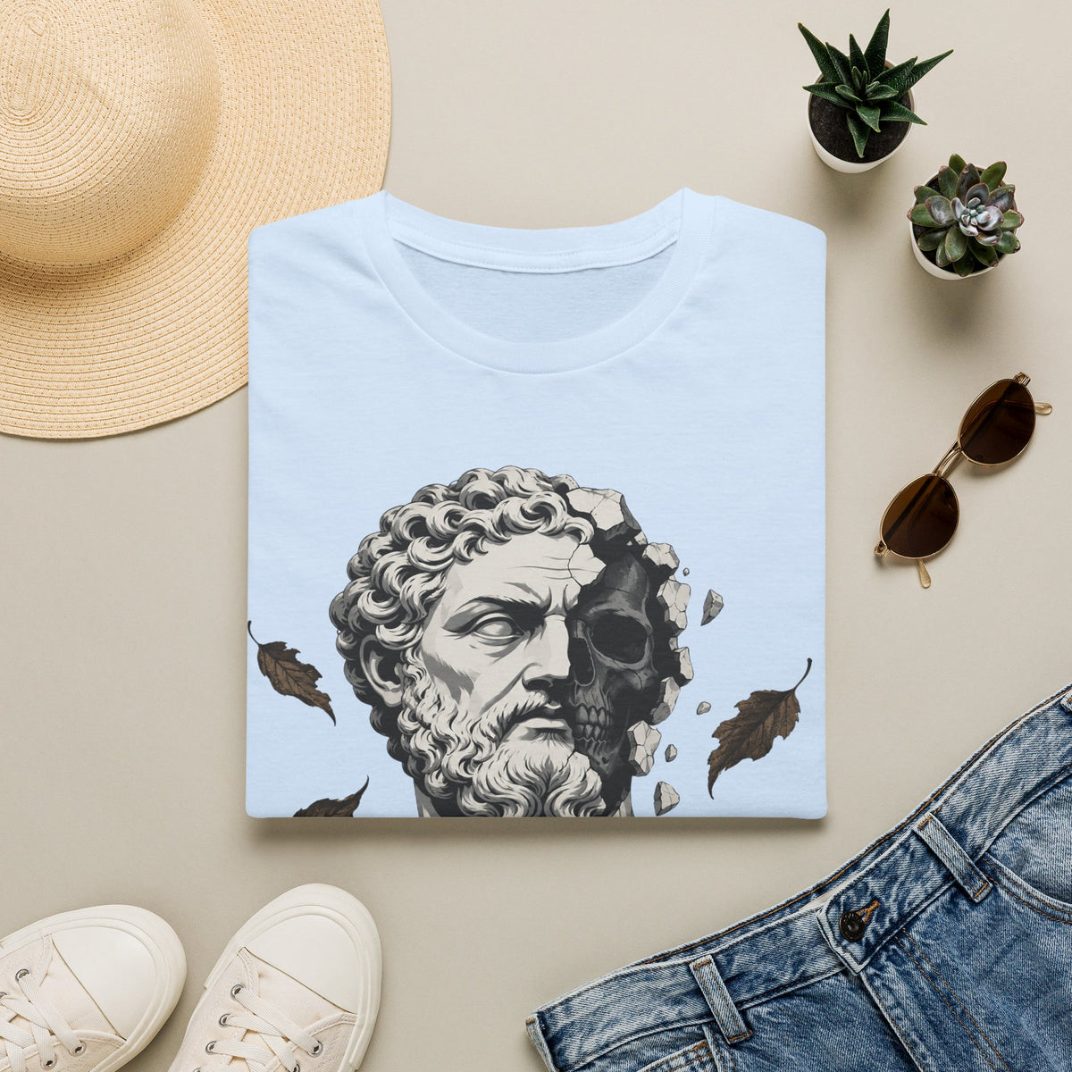 Memento Mori Embrace The Fall Shirt – Stoic Skull Statue Autumn Tee