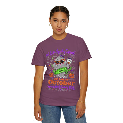 Personalized Spooky Queen October Birthday Comfort Colors Tee