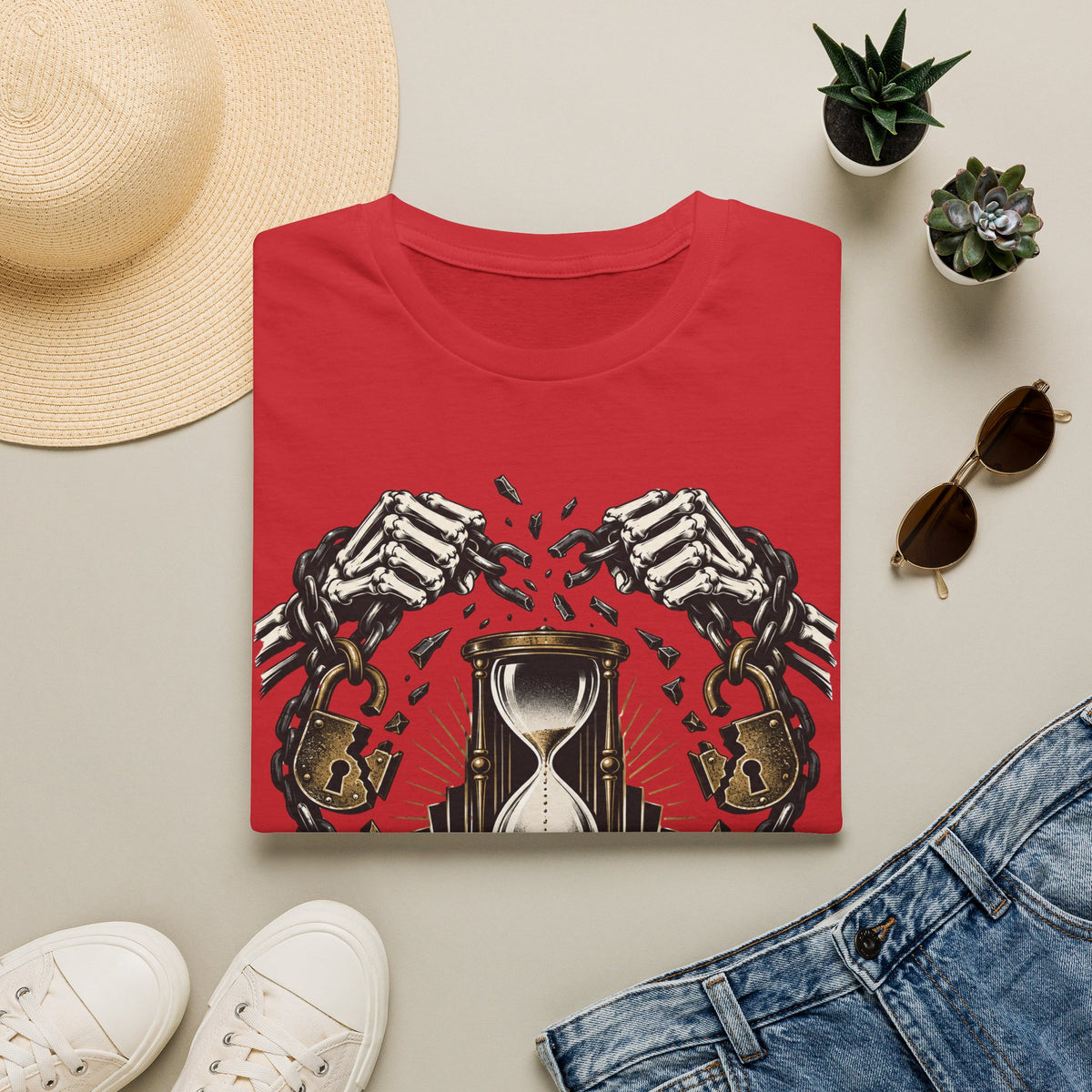 The Final Escape 1926 Shirt – Skeleton Chains Hourglass Art Deco Tee