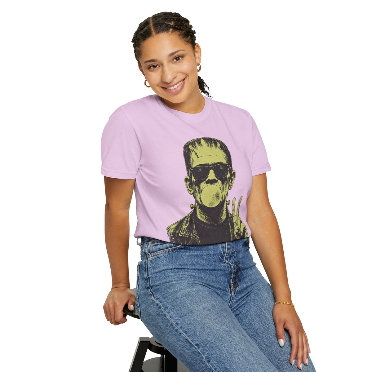 Frankenstein Bubblegum Peace Sign Comfort Colors T-Shirt