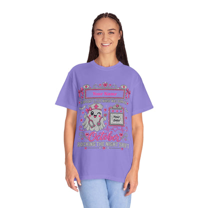 Personalized Spooky Cute Nurse October Birthday Comfort Colors Tee