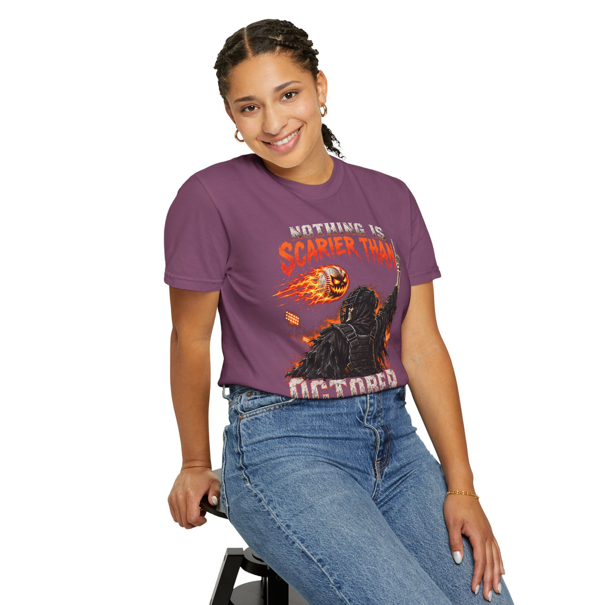 October Baseball Halloween Comfort Colors Graphic T-Shirt