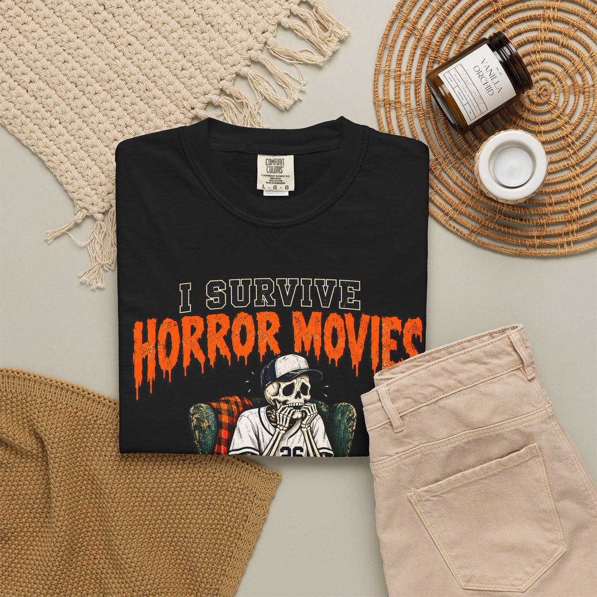Horror Movies Game 7 Baseball Comfort Colors T-Shirt
