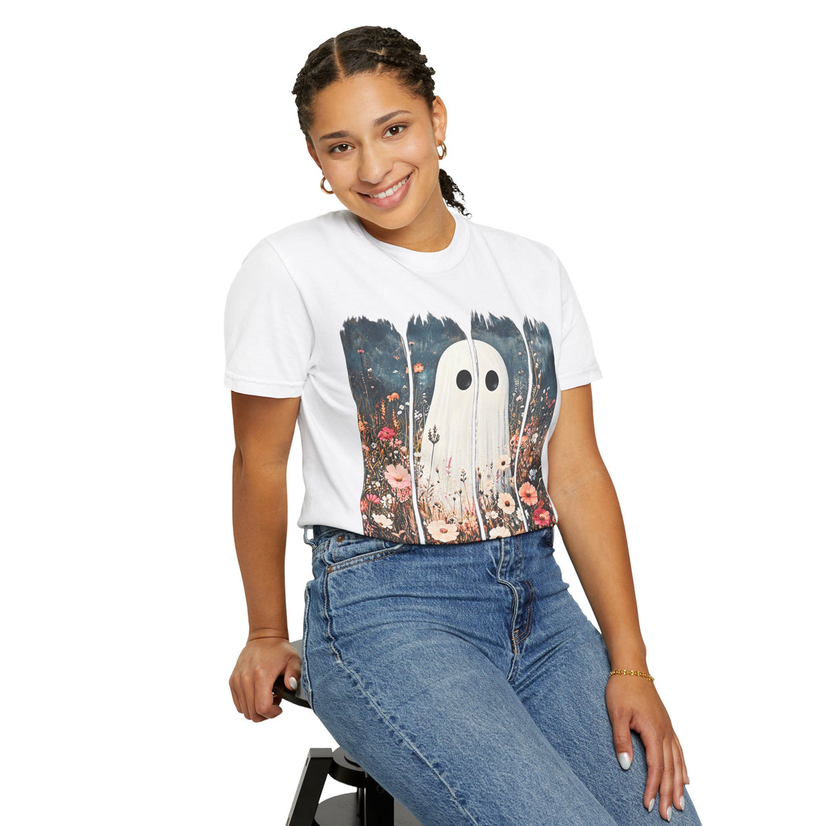 Floral Ghost Wildflower Halloween Comfort Colors T-Shirt