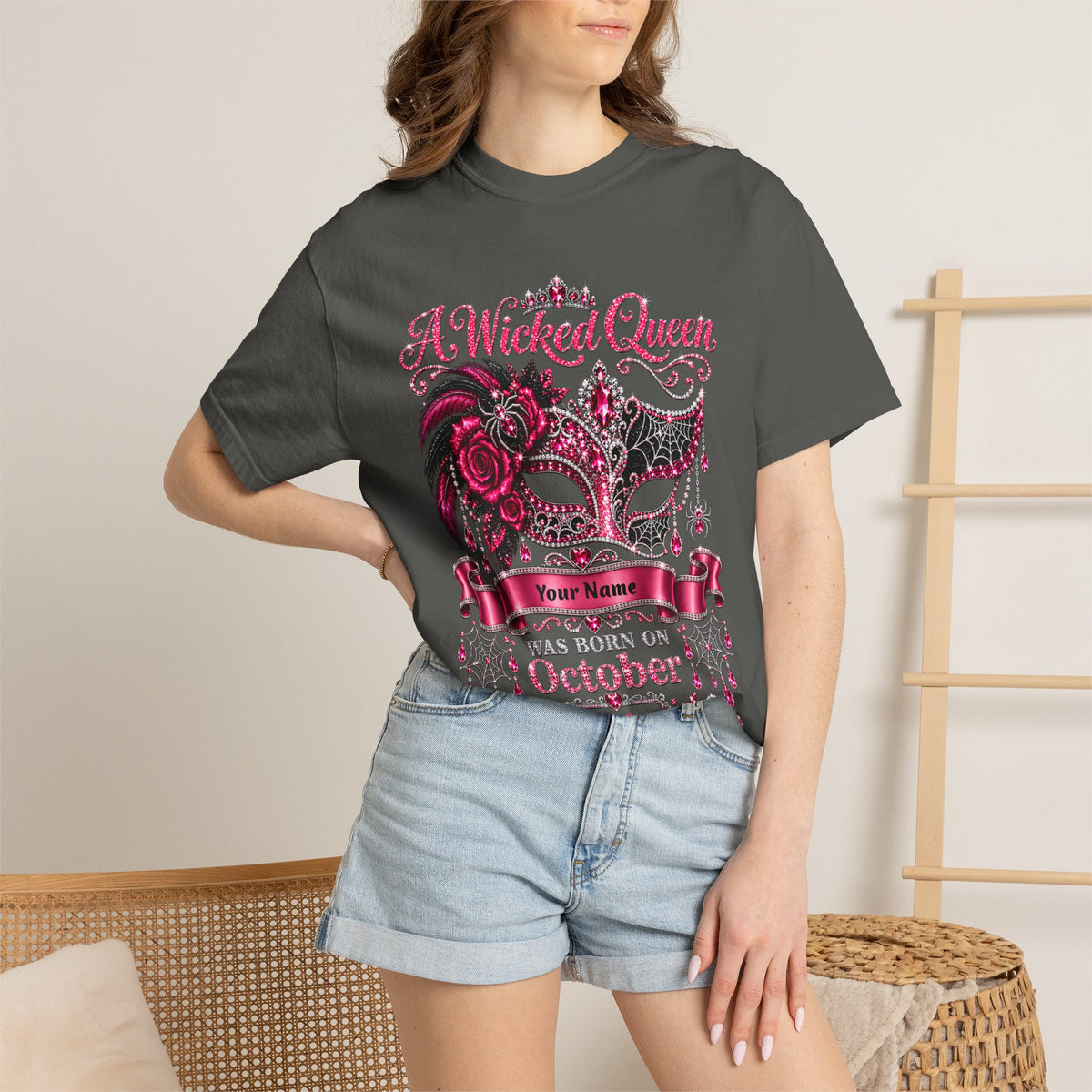 Personalized Wicked Queen October Birthday Comfort Colors Tee