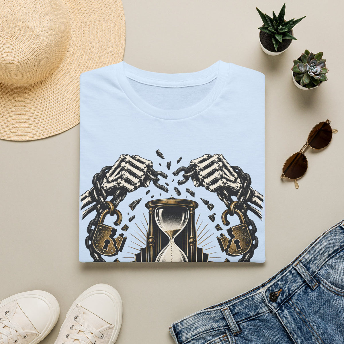 The Final Escape 1926 Shirt – Skeleton Chains Hourglass Art Deco Tee