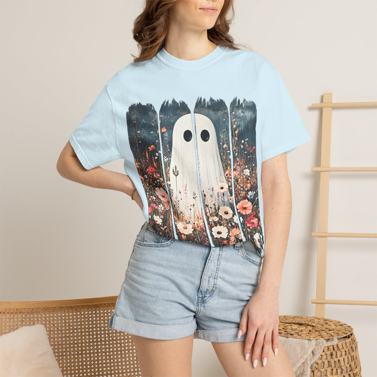 Floral Ghost Wildflower Halloween Comfort Colors T-Shirt