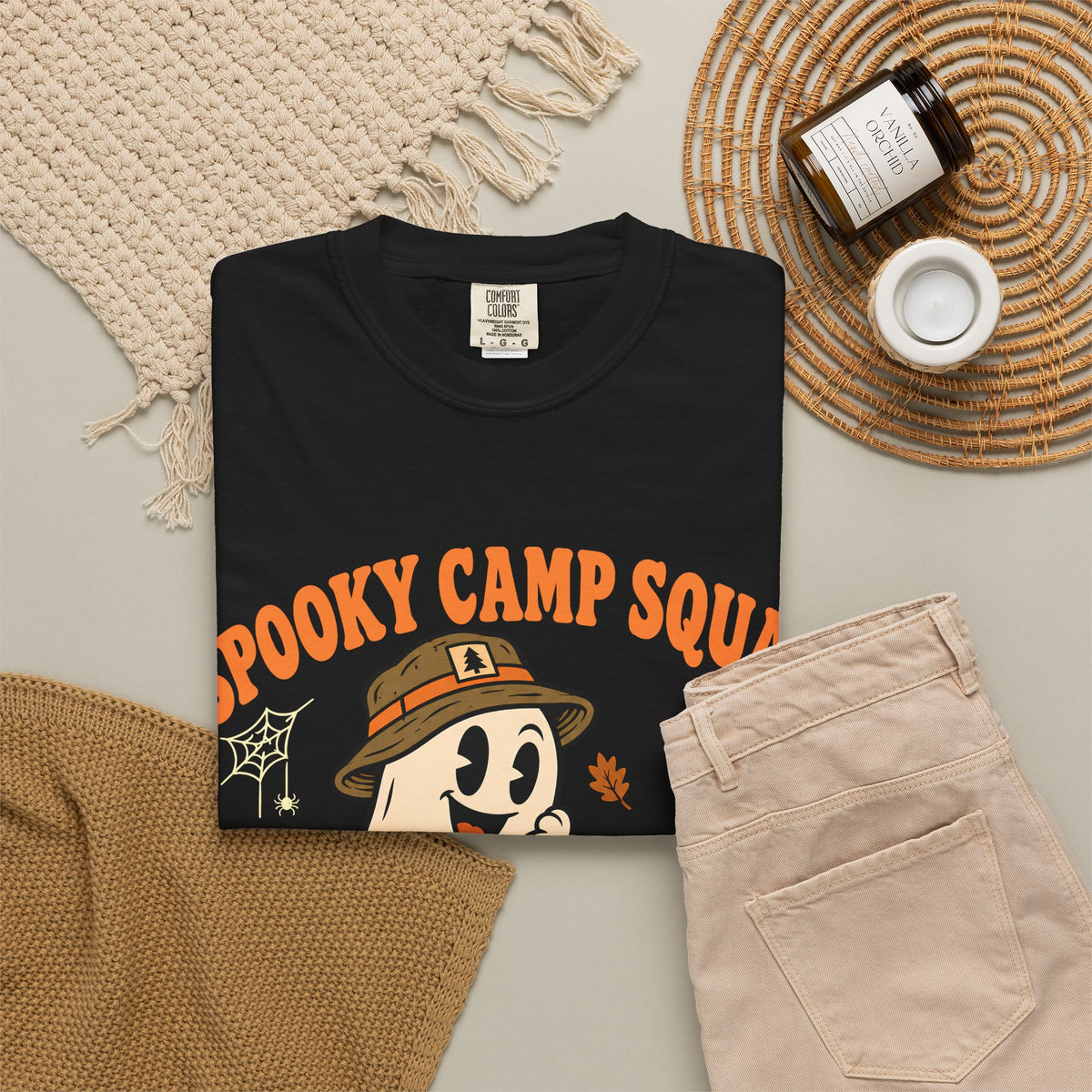 Spooky Camp Squad Campfires & Cobwebs Comfort Colors Tee