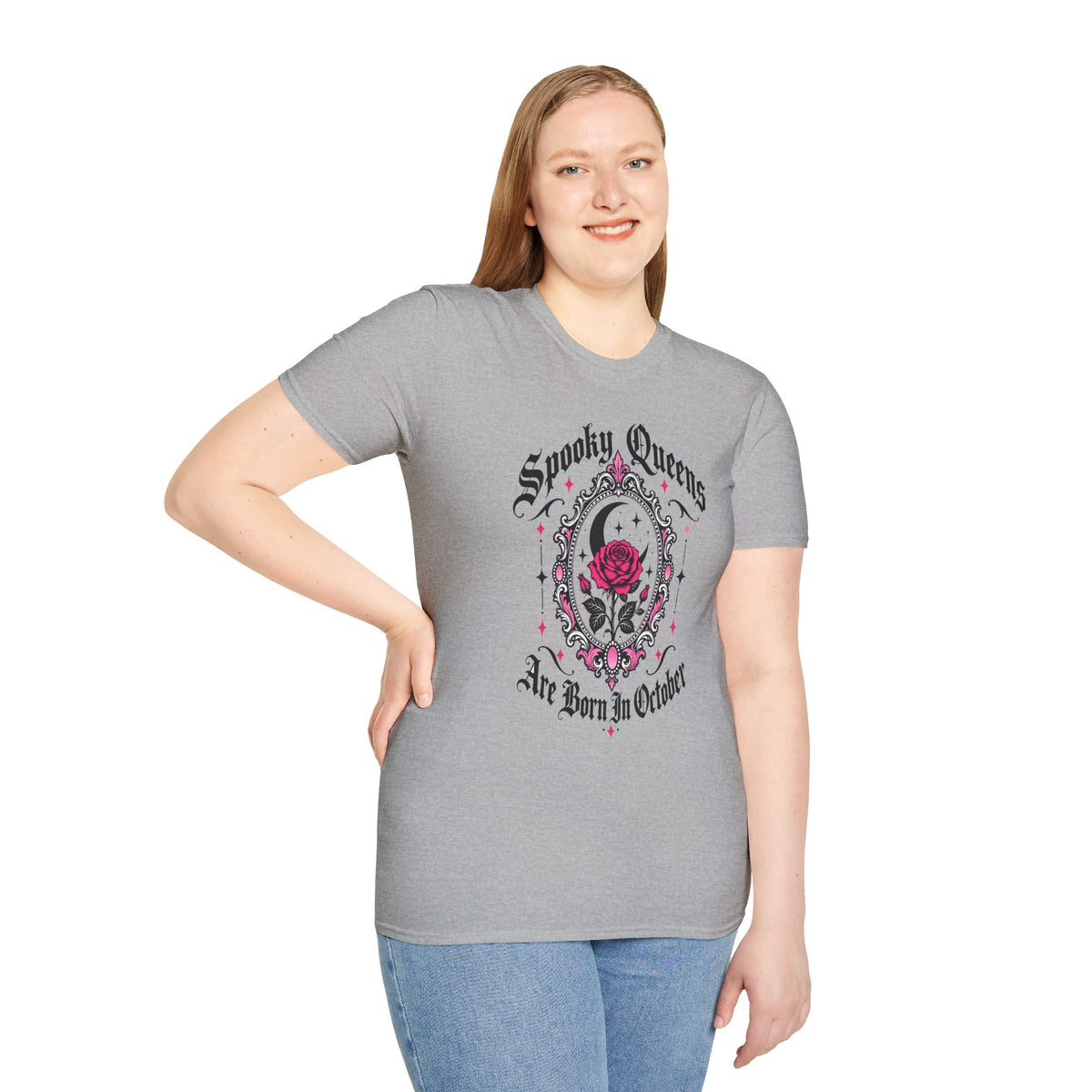Spooky Queens Are Born In October Shirt – Gothic Rose Halloween Birthday Tee