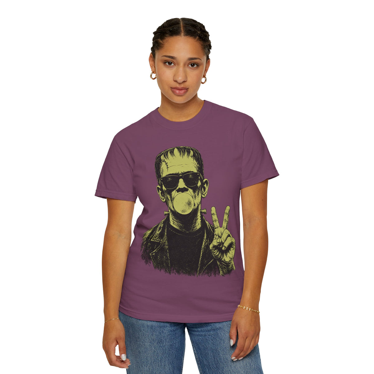 Frankenstein Bubblegum Peace Sign Comfort Colors T-Shirt