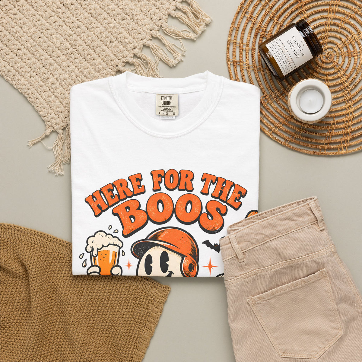 Here for the Boos Baseball Halloween Comfort Colors Tee