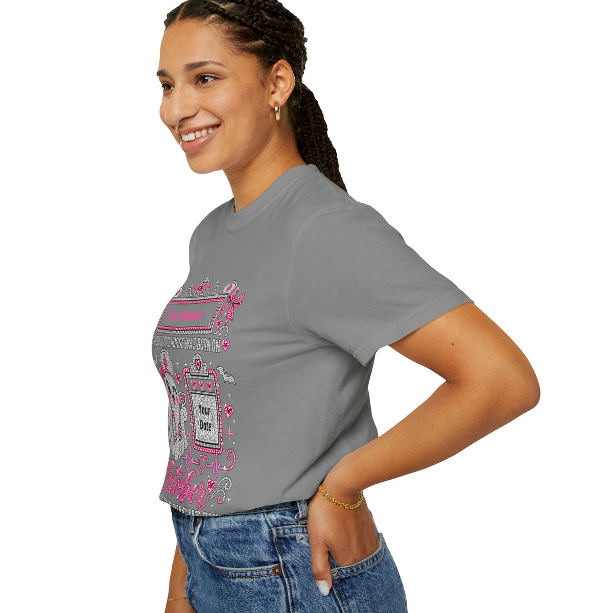 Personalized Spooky Cute Nurse October Birthday Comfort Colors Tee