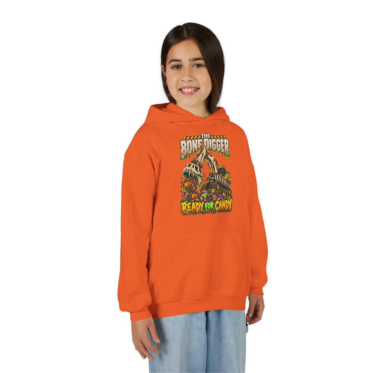 The Bone Digger Ready for Candy Youth Halloween Hoodie