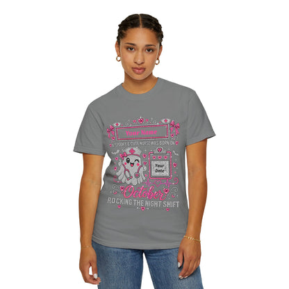 Personalized Spooky Cute Nurse October Birthday Comfort Colors Tee