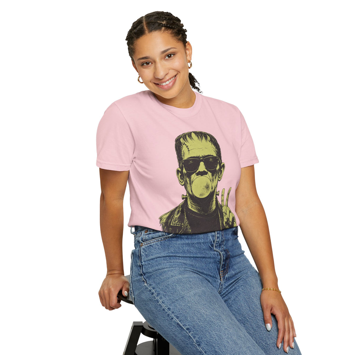 Frankenstein Bubblegum Peace Sign Comfort Colors T-Shirt