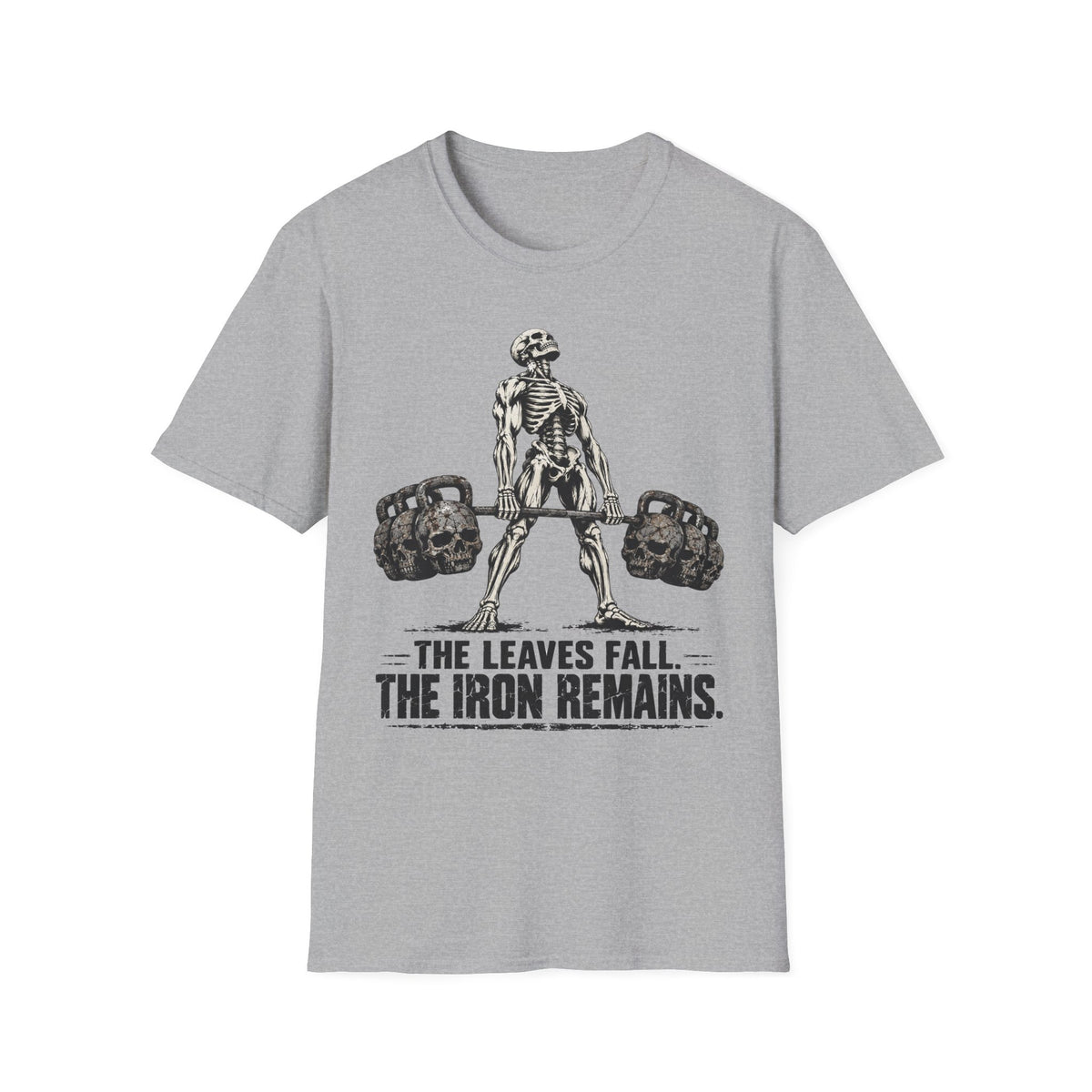 The Leaves Fall The Iron Remains Shirt – Skeleton Deadlift Gym Fall Tee