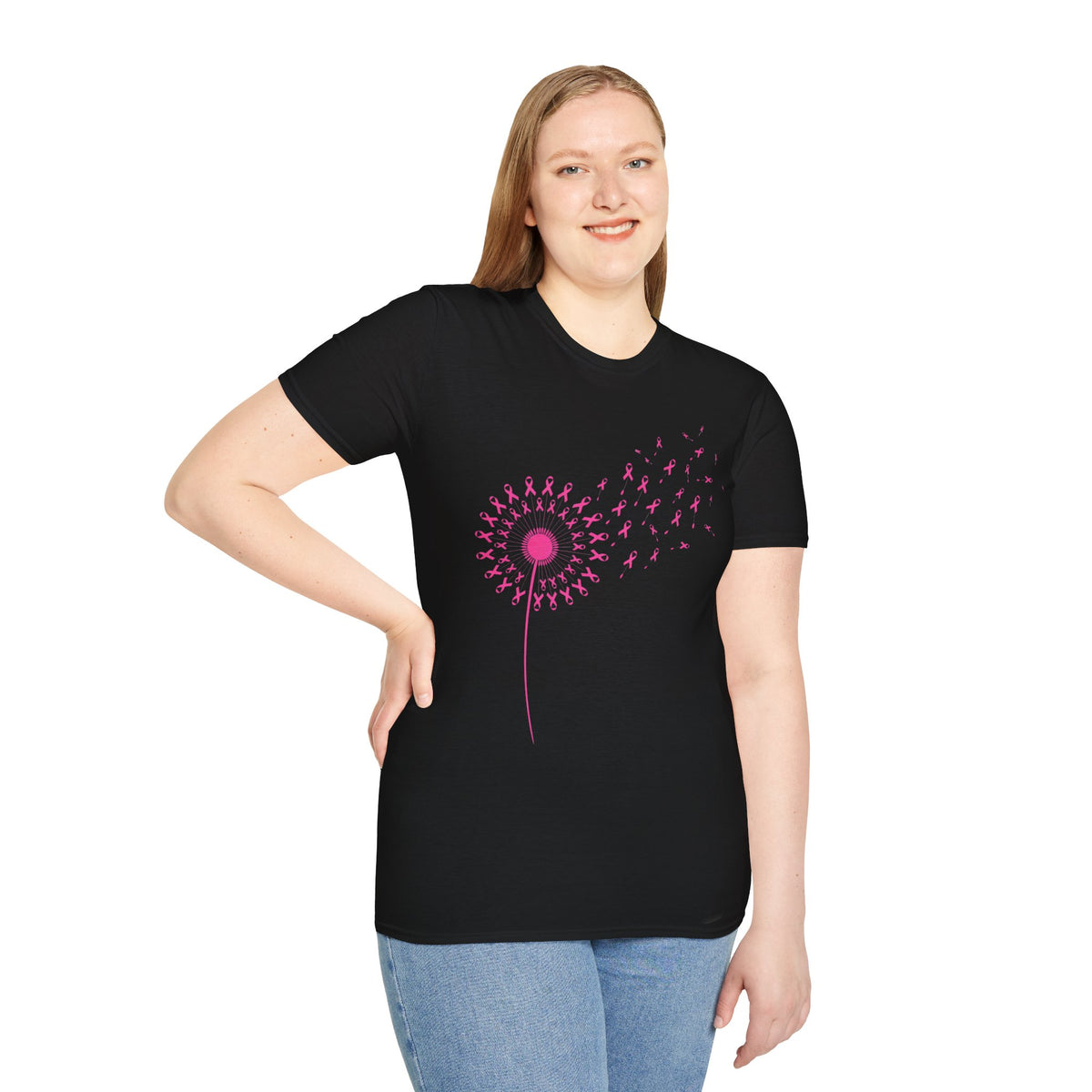 Pink Ribbon Dandelion Breast Cancer Awareness Tee