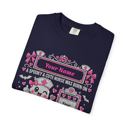 Personalized Spooky Cute Nurse October Birthday Comfort Colors Tee