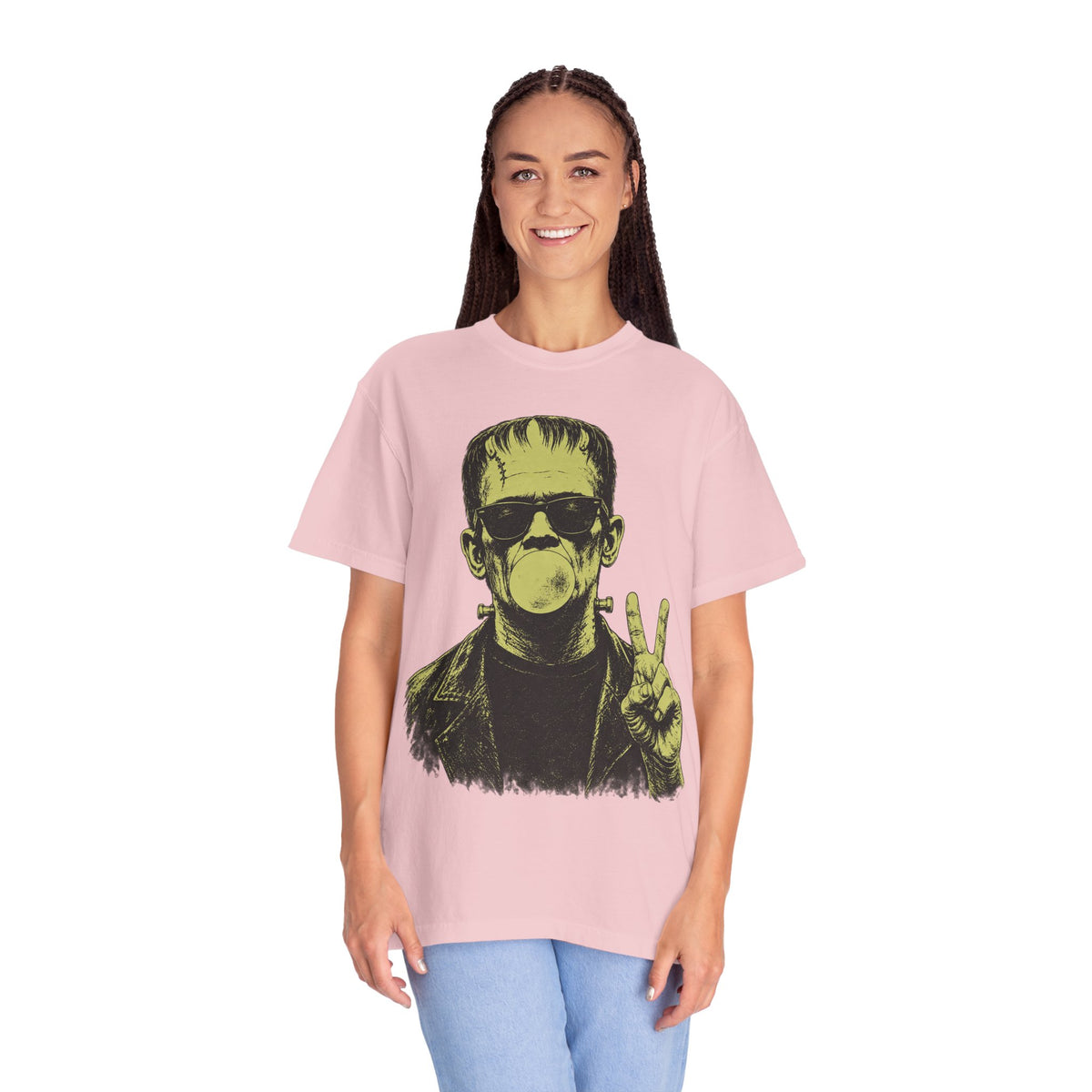 Frankenstein Bubblegum Peace Sign Comfort Colors T-Shirt
