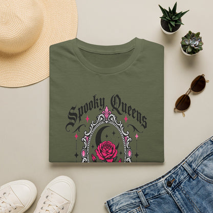 Spooky Queens Are Born In October Shirt – Gothic Rose Halloween Birthday Tee