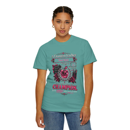 Personalized Champion Teacher October Birthday Comfort Colors Tee