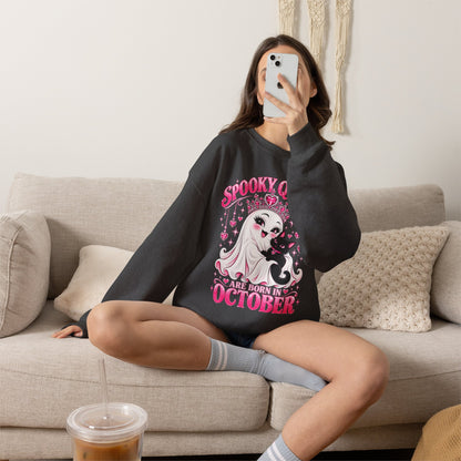 Spooky Queens Are Born in October Gildan 18000 Sweatshirt