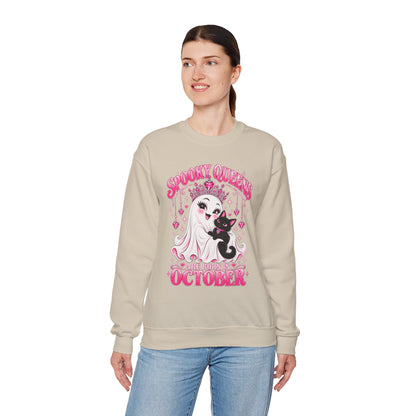 Spooky Queens Are Born in October Gildan 18000 Sweatshirt