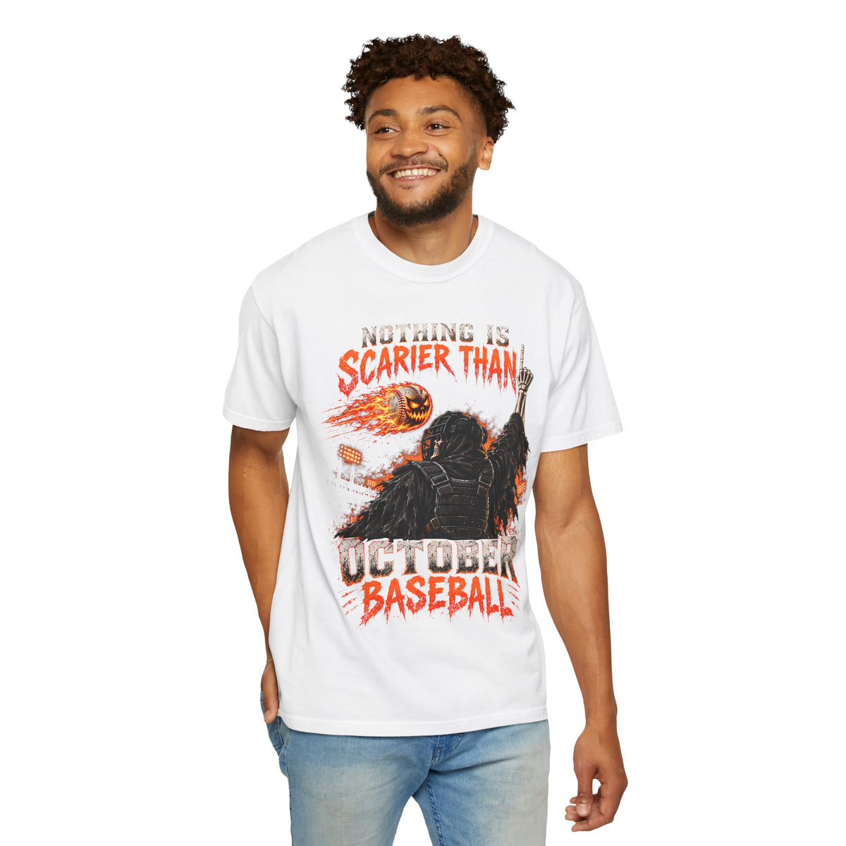 October Baseball Halloween Comfort Colors Graphic T-Shirt