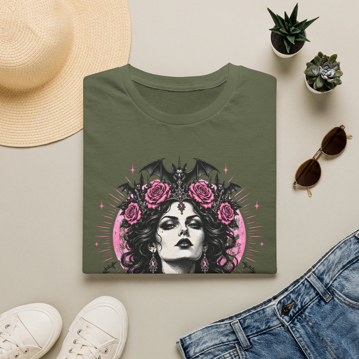 Pink Spooky Queen Pastel Gothic Glamour Witch T-Shirt