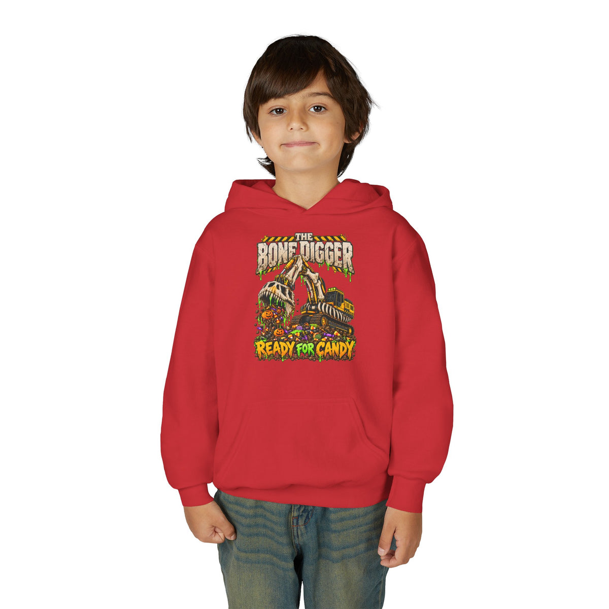 The Bone Digger Ready for Candy Youth Halloween Hoodie