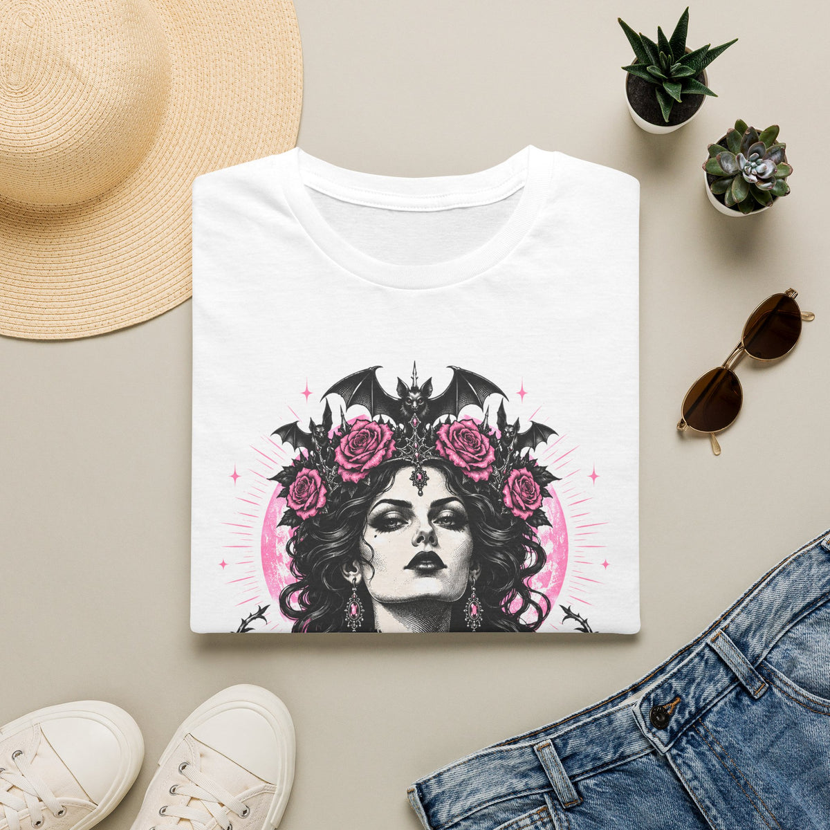 Pink Spooky Queen Pastel Gothic Glamour Witch T-Shirt