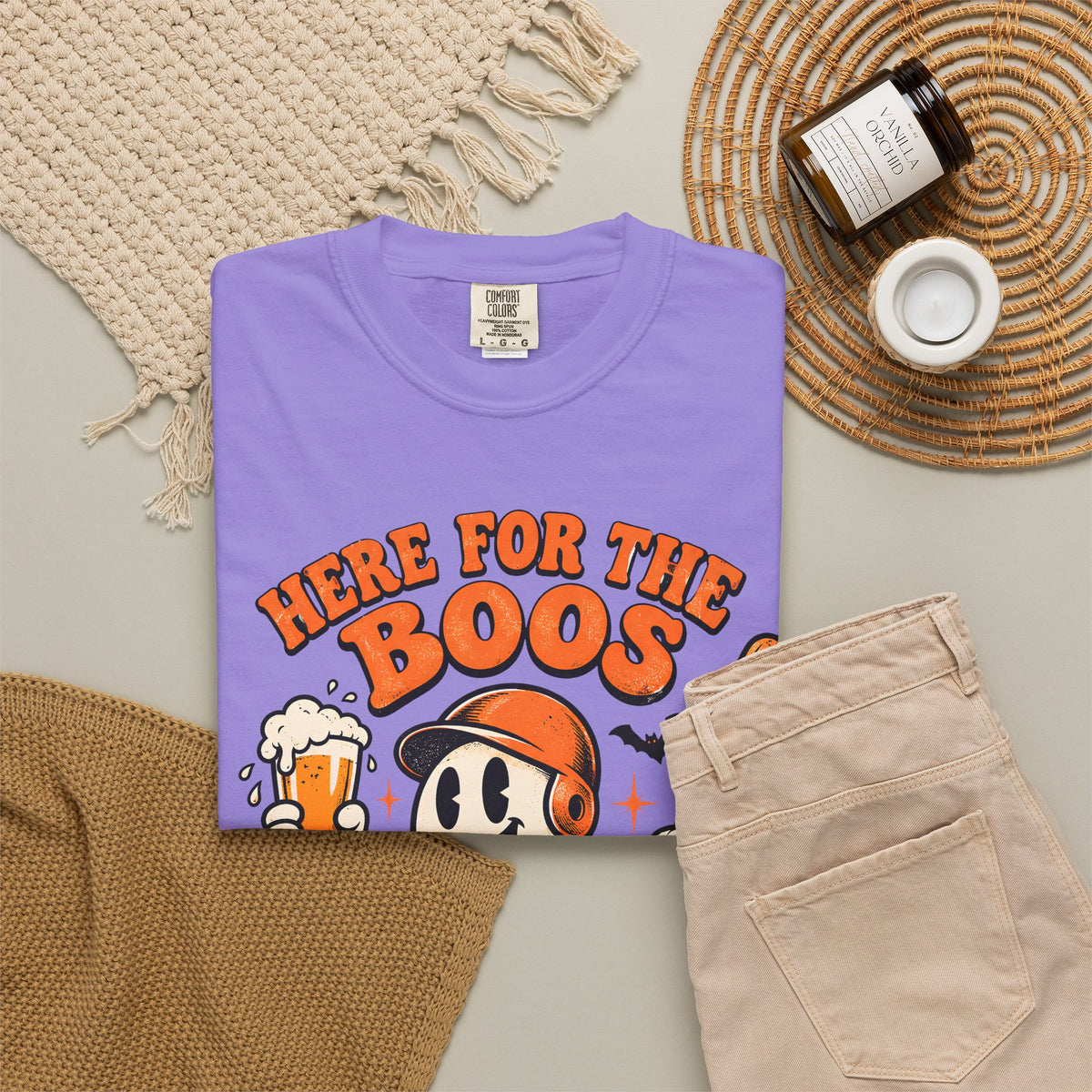 Here for the Boos Baseball Halloween Comfort Colors Tee