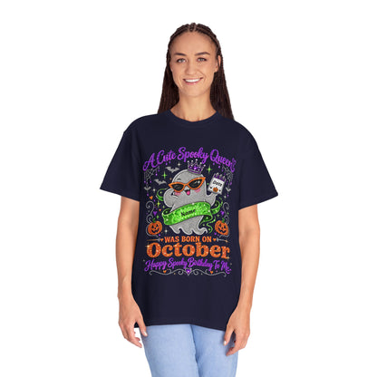 Personalized Spooky Queen October Birthday Comfort Colors Tee