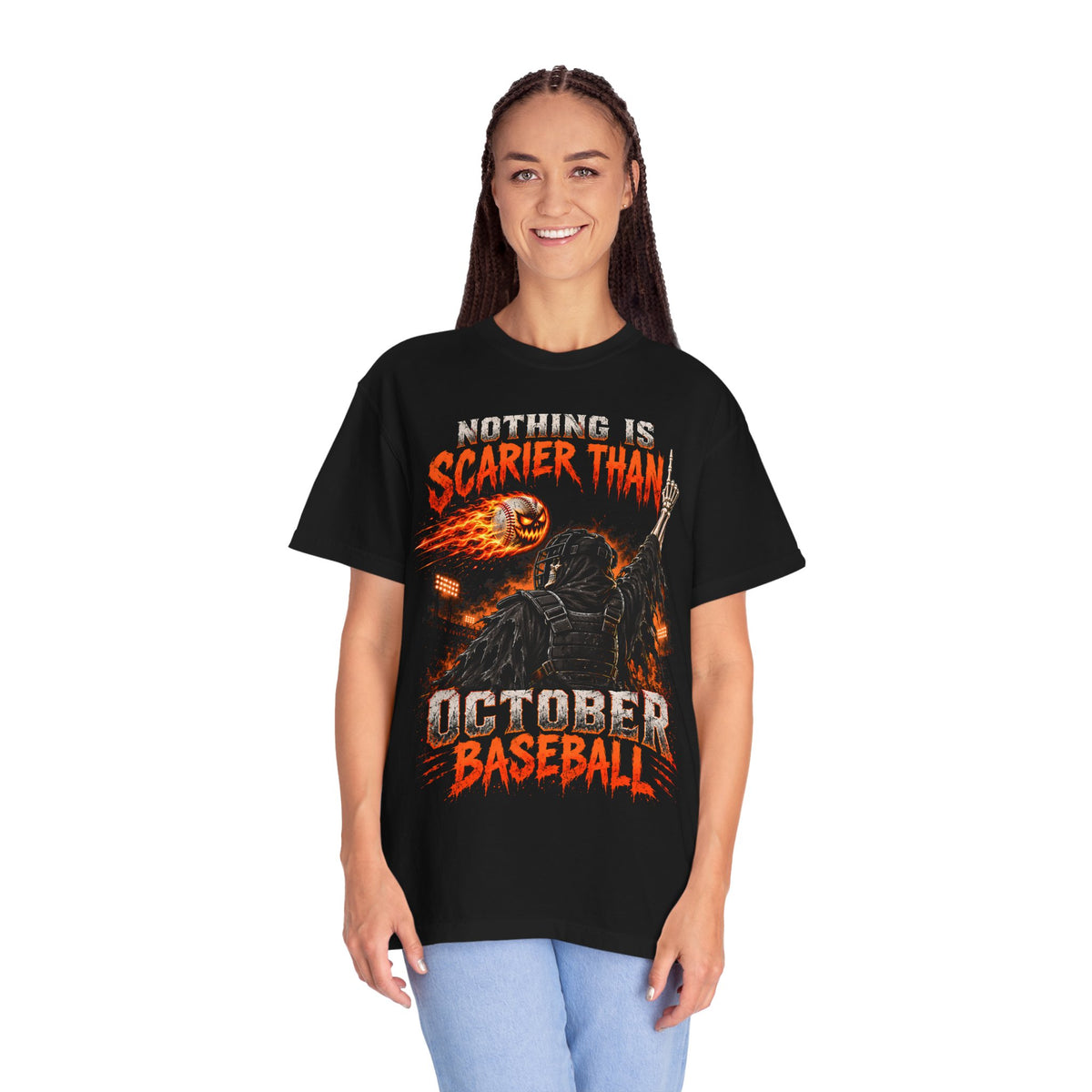 October Baseball Halloween Comfort Colors Graphic T-Shirt