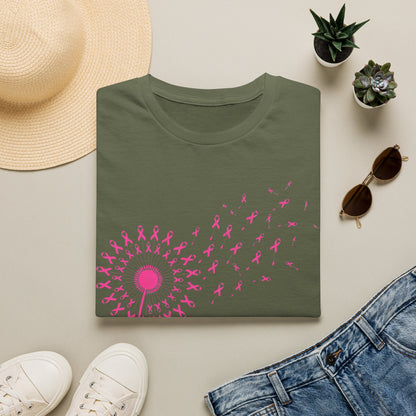 Pink Ribbon Dandelion Breast Cancer Awareness Tee
