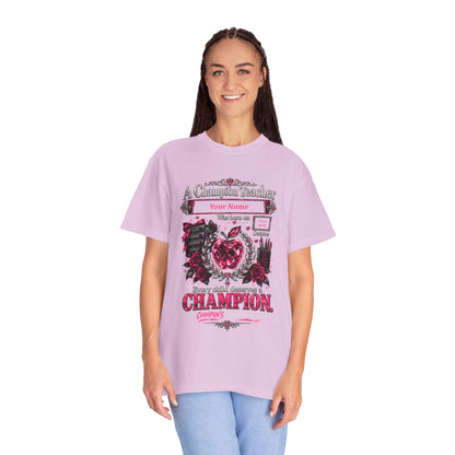 Personalized Champion Teacher October Birthday Comfort Colors Tee