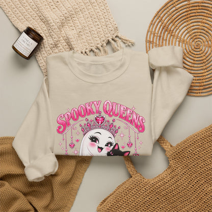 Spooky Queens Are Born in October Gildan 18000 Sweatshirt