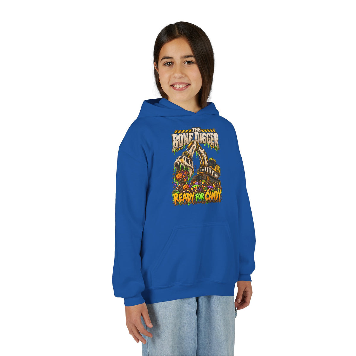 The Bone Digger Ready for Candy Youth Halloween Hoodie