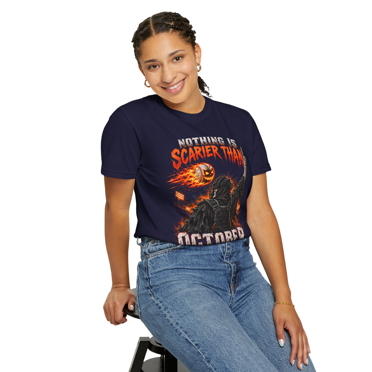 October Baseball Halloween Comfort Colors Graphic T-Shirt