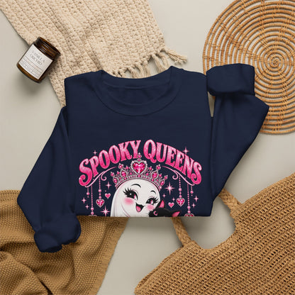 Spooky Queens Are Born in October Gildan 18000 Sweatshirt