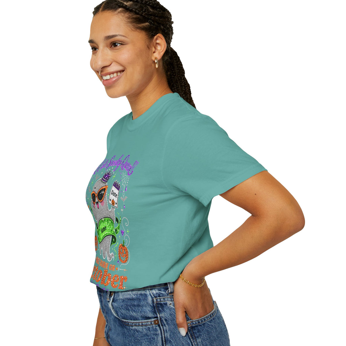 Personalized Spooky Queen October Birthday Comfort Colors Tee